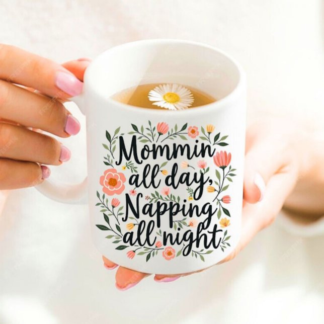 Modern Cute Floral Mother's Day, Funny Mom Quote Kaffeetasse (Von Creator hochgeladen)