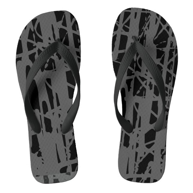Modern Cute Grau & Schwarz  Flip Flops (Fußbett)