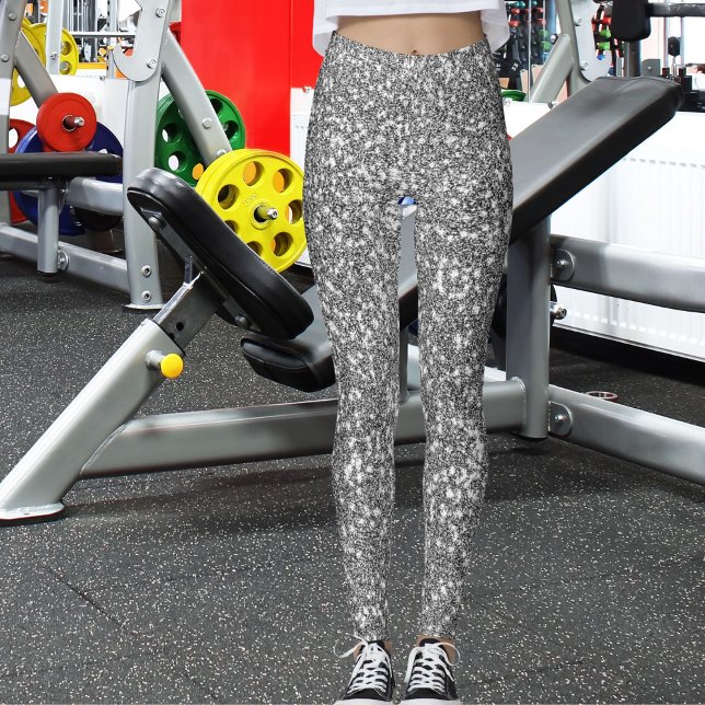 Modern Cute Grey Glitter Sparkle Pattern Fun Gift  Leggings (Von Creator hochgeladen)