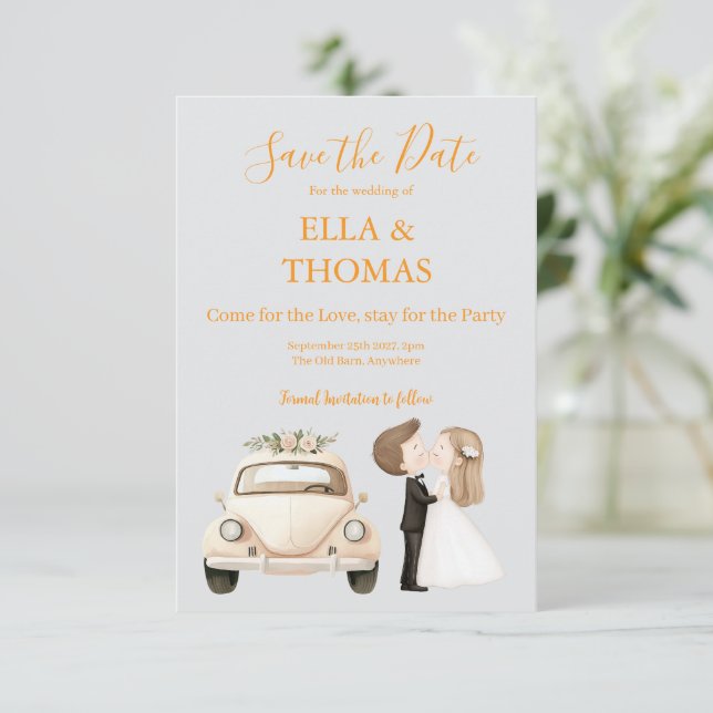 Modern Cute Marigold Text  Save The Date (Stehend Vorderseite)