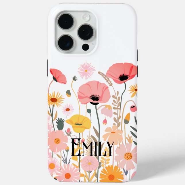 Modern cute pink spring flowers Case-Mate iPhone c Hülle (Rückseite)