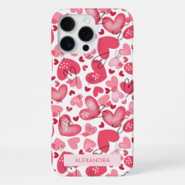 Modern Cute Red & Pink Hearts Valentines   iPhone 16 Pro Max Hülle