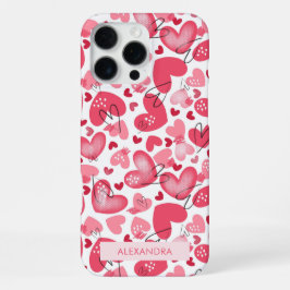 Modern Cute Red & Pink Hearts Valentines   iPhone 16 Pro Max Hülle