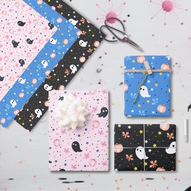 Modern Cute Spooky Ghost Halloween Geschenkpapier Set (Von Creator hochgeladen)