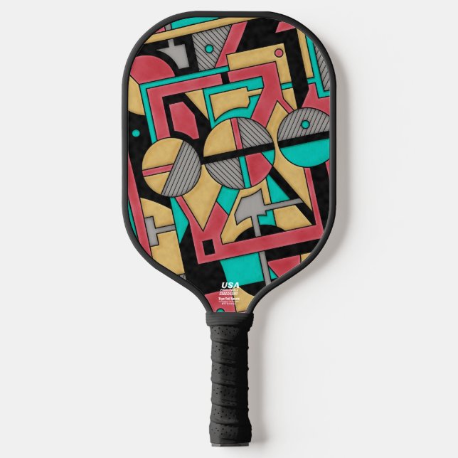 Modern Cyberpunk Geometric Abstract Pattern  Pickleball Schläger (Vorderseite)