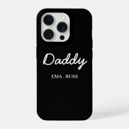Modern Dad Kids Names Father's Day Script Black iPhone 15 Pro Hülle