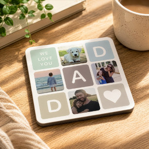 Modern Dad Photo Collage Father's Day Cute Family Getränkeuntersetzer