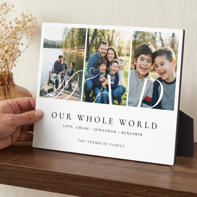 Modern Dad Photo Collage Fathers Day keepsake Gift Fotoplatte (Modern Dad Photo Collage Fathers Day keepsake Gift Plaque)