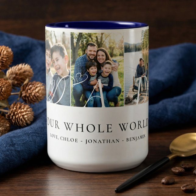 Modern Dad Photo Collage Fathers Day keepsake Gift Zweifarbige Tasse (Modern Dad Photo Collage Fathers Day keepsake Gift Two-Tone Coffee Mug)