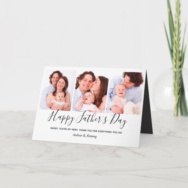 Modern Dada 3 Photo Collage Father's Day dad gift Karte (Vorderseite)