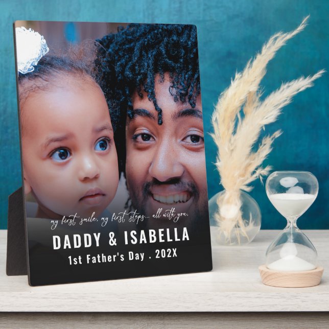 Modern Daddy and Baby 1st Fathers Day Photo Fotoplatte (Seite)