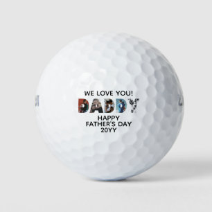 Modern DADDY Chic Foto Collage Happy Vatertag Golfball