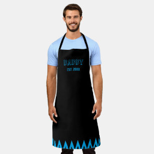Modern Daddy Est Jahr Vatertag Fette Blaue Schwarz Schürze