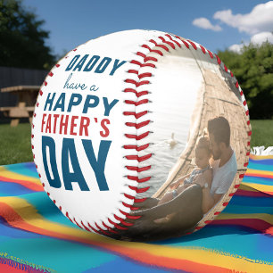 Modern Daddy Frohen Vatertag 2 Foto Collage Baseball