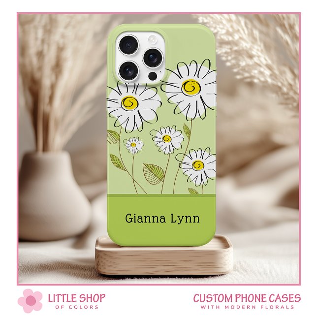 Modern Daisies Floral Monogram Case-Mate iPhone Hülle (Von Creator hochgeladen)