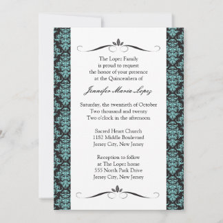 Modern Damask Quinceanera Einladungen