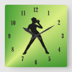 Modern Dance Green Quadratische Wanduhr
