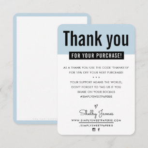 MODERN DANK IHNEN Kunden niedlich blass blau einfü Dankeskarte