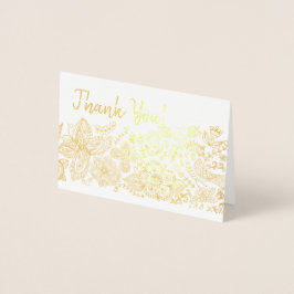 Modern Danke! Butterfly Birds Hearts Filigree Folienkarte