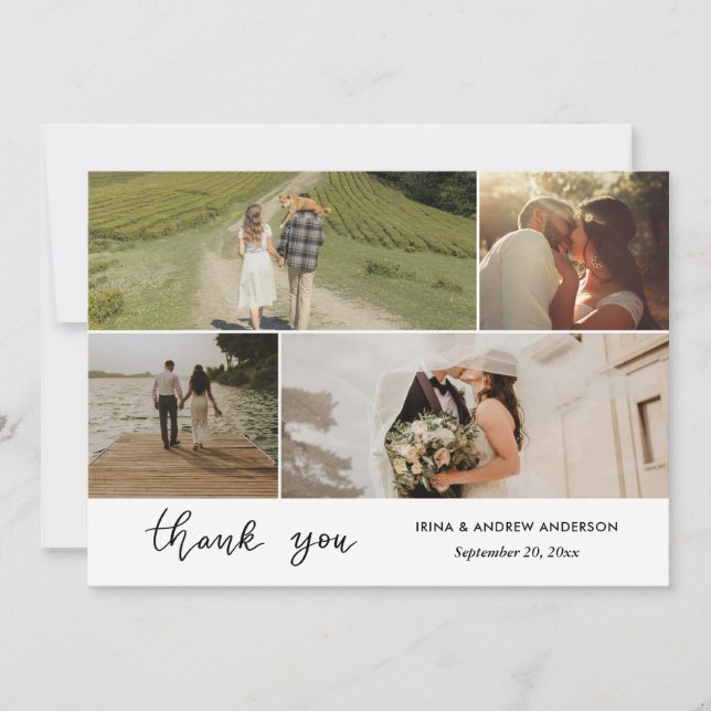Modern Danke, dass Sie Script Wedding Foto (Vorderseite)
