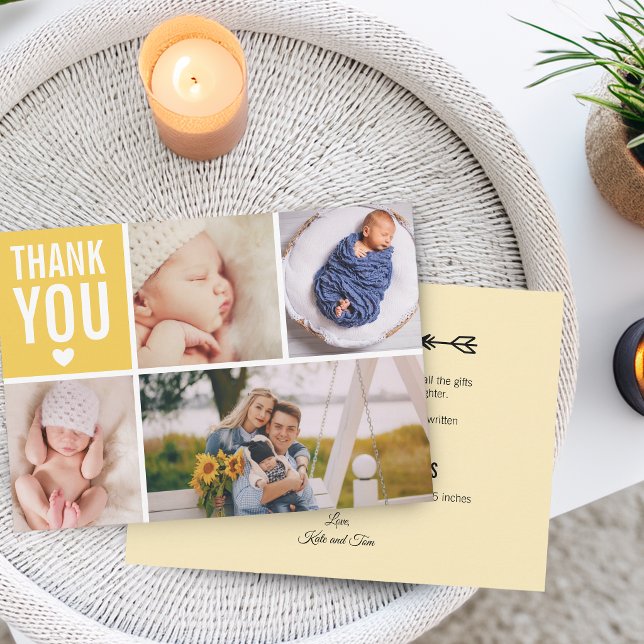 Modern Danke Foto Uni Stats Flat Birth Ankündigung (Modern Thank You Photo College Stats Flat Birth Announcement)