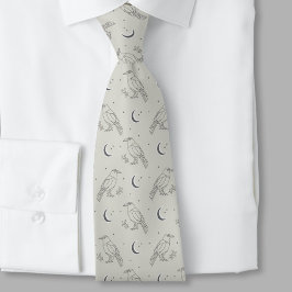 Modern Dark Academia Geometric Raven Krawatte