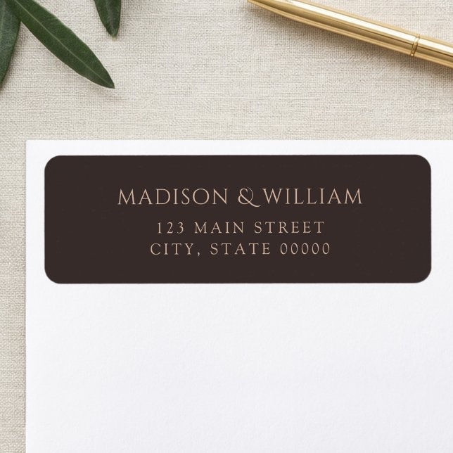 Modern Dark Brown Chic Wedding Return Address (Von Creator hochgeladen)