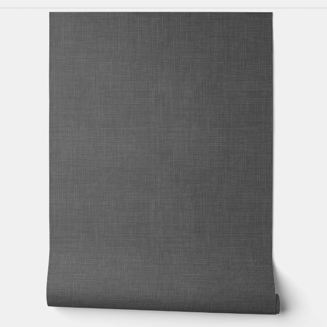 Modern Dark Charcoal Linen Look Texture Tapete (Abrollen)