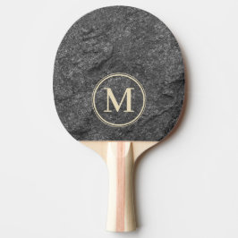 Modern Dark Granite Stone Monogram Tischtennis Schläger