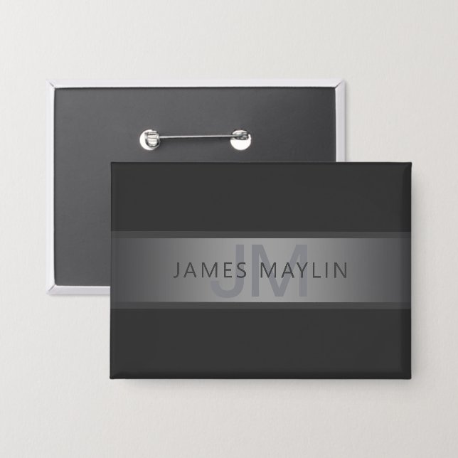 Modern Dark Gray Farbverlauf Name oder Firmenname  Button (Vorderseite/Rückseite)