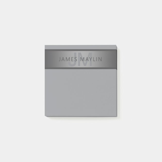 Modern Dark Gray Farbverlauf Name oder Firmenname  Post-it Klebezettel (Vorderseite)