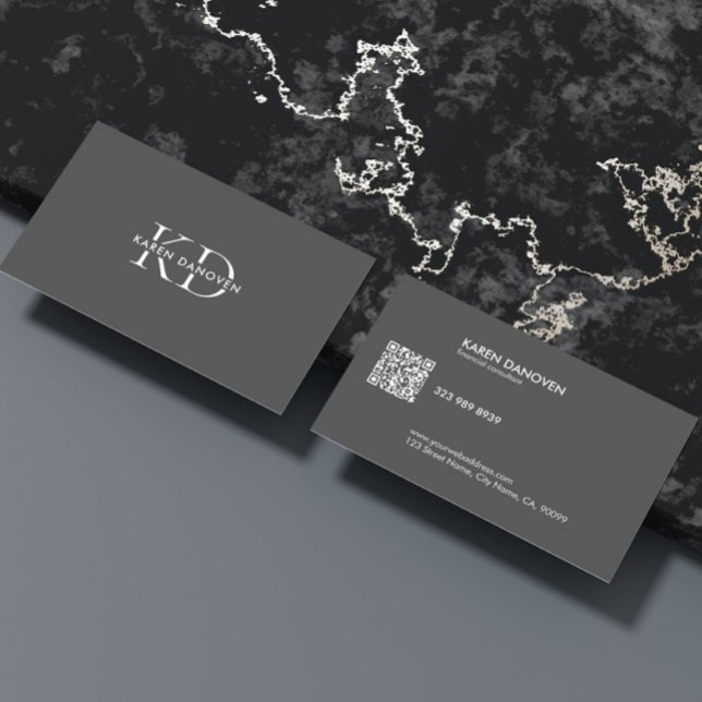 Modern Dark Gray Monogram Professional  Visitenkarte (Von Creator hochgeladen)