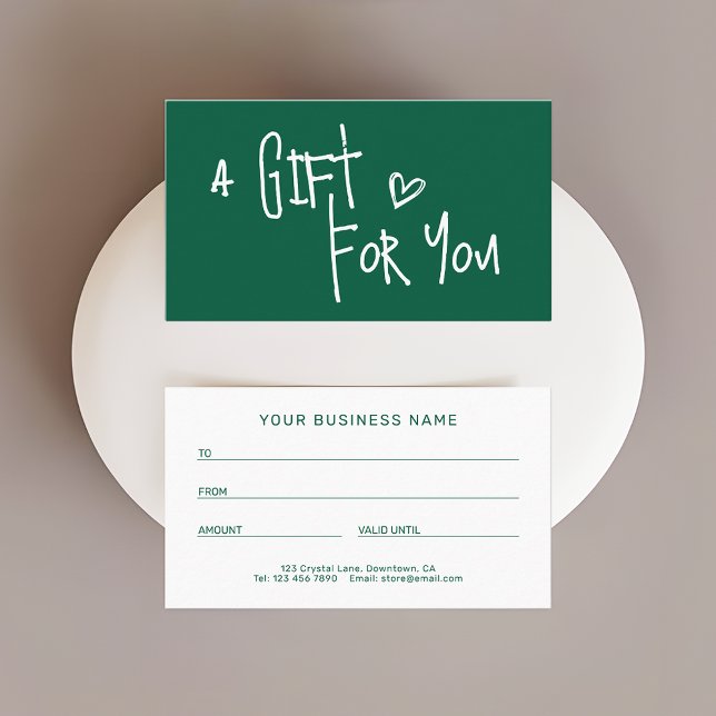 Modern Dark Green Promotional Gift Cards Telefonnummerkarte (Von Creator hochgeladen)