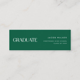Modern Dark Green Striped Graduation Name Card Mini Visitenkarte