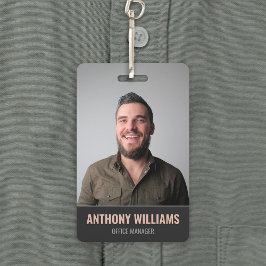 Modern Dark Large Photo Employee ID Ausweis