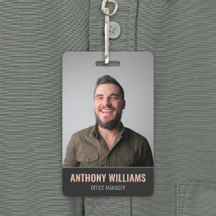 Modern Dark Large Photo Employee ID Ausweis