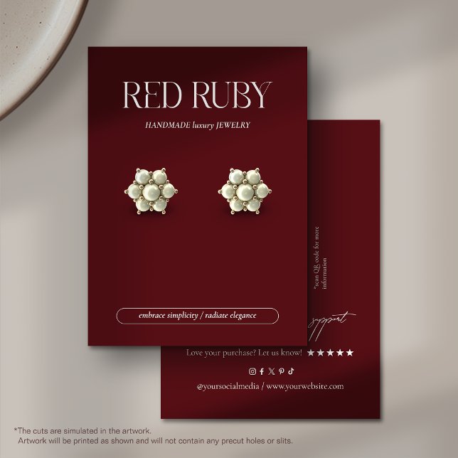 Modern Dark Red Earring Display Card (Von Creator hochgeladen)