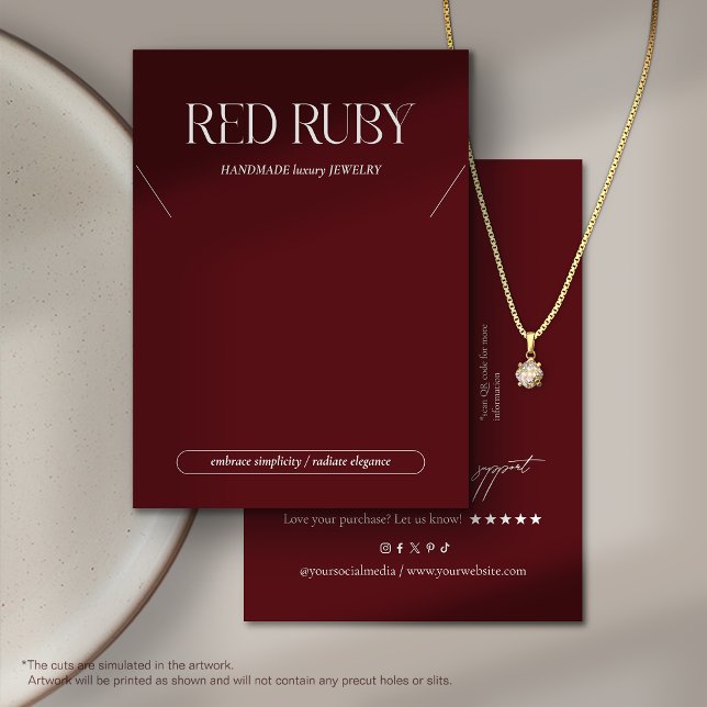 Modern Dark Red Necklace Display Card (Von Creator hochgeladen)