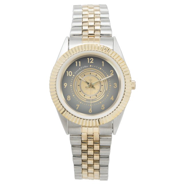 Modern Dark theme Two-Tone Classic Watch Custom Armbanduhr (Vorderseite)