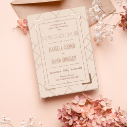 Modern Deco Cream and Gold I Foil Invitation Folieneinladung