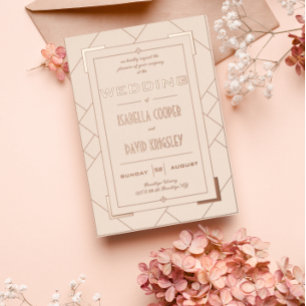 Modern Deco Cream and Gold I Foil Invitation Folieneinladung