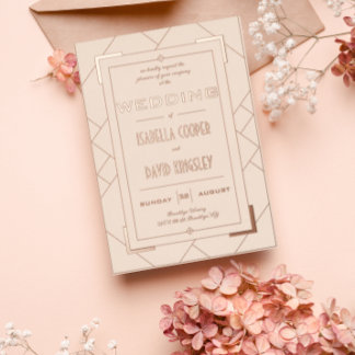 Modern Deco Cream and Gold I Foil Invitation Folieneinladung