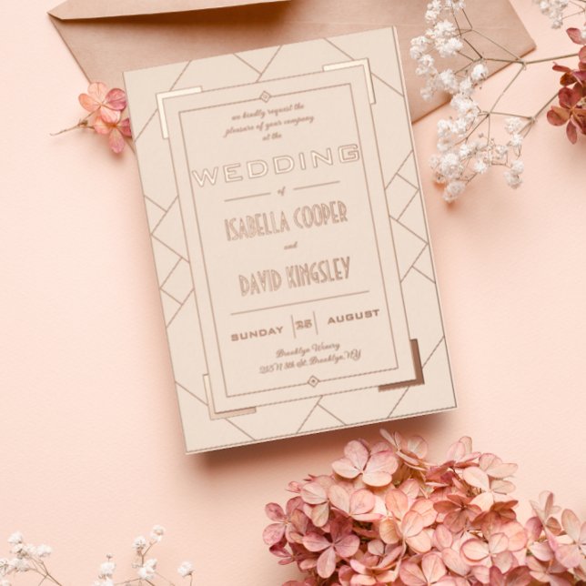 Modern Deco Cream and Gold I Foil Invitation Folieneinladung (Von Creator hochgeladen)