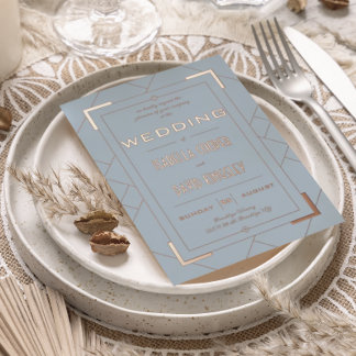 Modern Deco Dusty Blue I Foil Invitation Folieneinladung