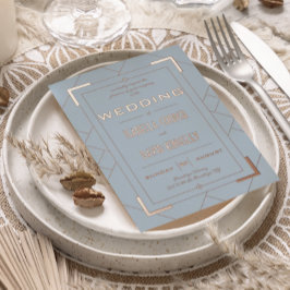 Modern Deco Dusty Blue I Foil Invitation Folieneinladung