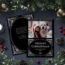 Modern Deco | Elegant Black with Photo Feiertagskarte