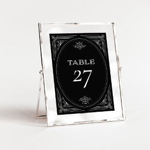 Modern Deco Elegante Onyx Schwarz-Weiß-Hochzeit Tischnummer