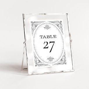 Modern Deco Elegante schwarze und weiße Hochzeit Tischnummer