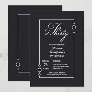 Modern Deep Gray 30. Geburtstagsfeier Party Einladung