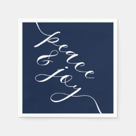 Modern Deep Midnight Blue Peace and Freude Christm Serviette